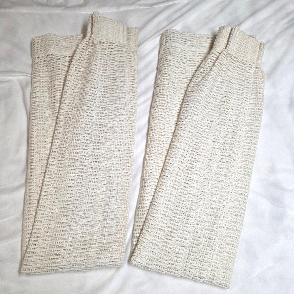 Vintage‎ JCPenney Drapes Curtains, 2 panels 60"Lx22"W crochet style, Cream beige
